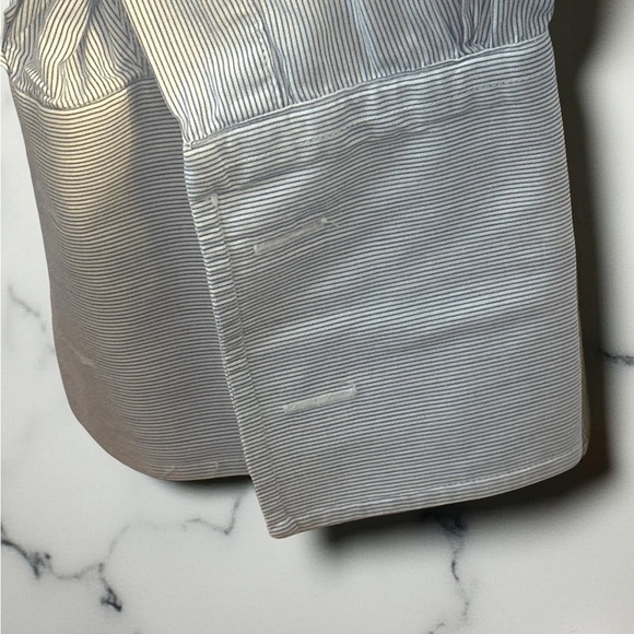 Brooks Brothers Blue Pin Stripe 15 1/2 -32 Relaxed Fit French Cuff Pleated Back - Picture 9 of 12